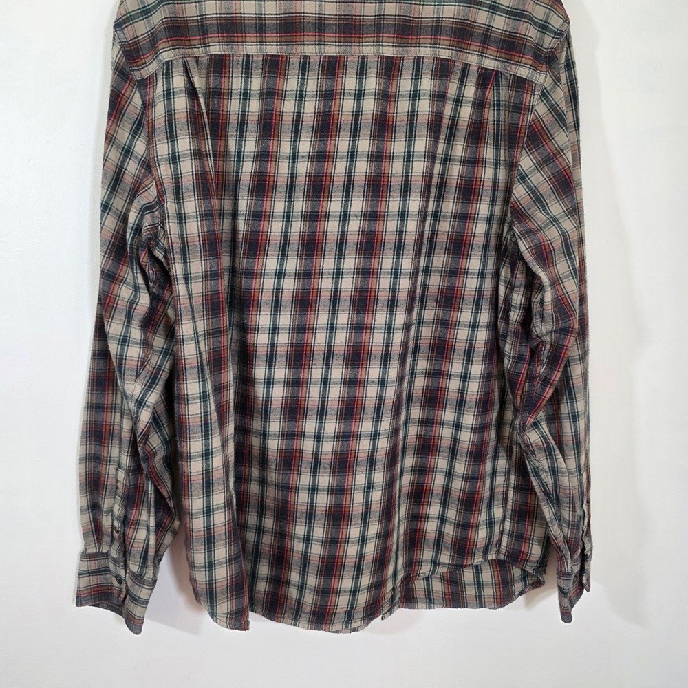 Prana Mens Shirt Organic Cotton Plaid Flannel Button Down Standard Fit Large L - Picture 9 of 9